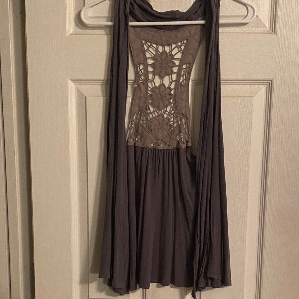 Gray shrug with Lace Detail